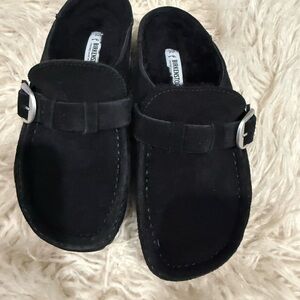 Birkenstock Black Suede Footbed Shoes
